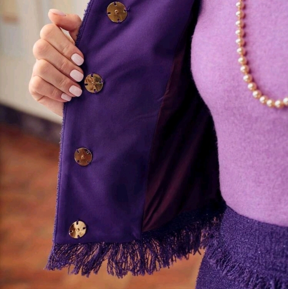 TWEED FRINGE TRIM PATCH POCKET JACKET - Picture 5 of 5